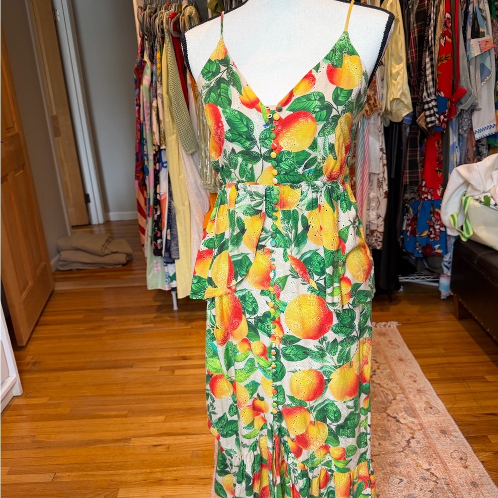 Green & Yellow Lemon-Print Maxi Dress - Picture 4 of 5
